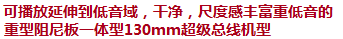 可播放延伸到低音域，干净，尺度感丰富重低音的重型阻尼板一体型130mm超级总线机型
